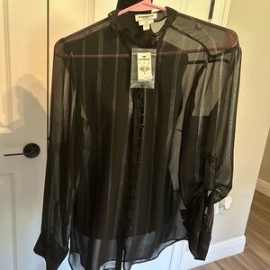 Express Black Sheer Blouse with Button Accents